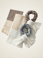 Lanlycashmere Ruffle Cashmere Scarf – Colorblock Soft Knit Wrap