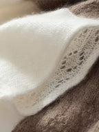Lanlycashmere Ruffle Cashmere Scarf – Colorblock Soft Knit Wrap