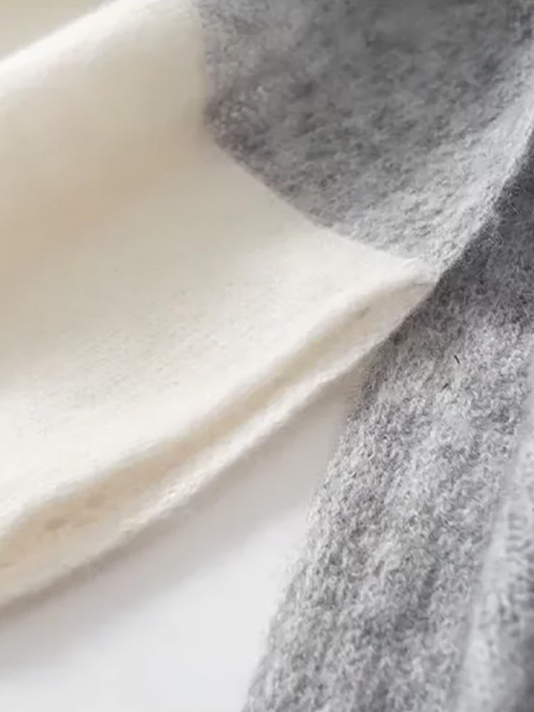 Lanlycashmere Ruffle Cashmere Scarf – Colorblock Soft Knit Wrap