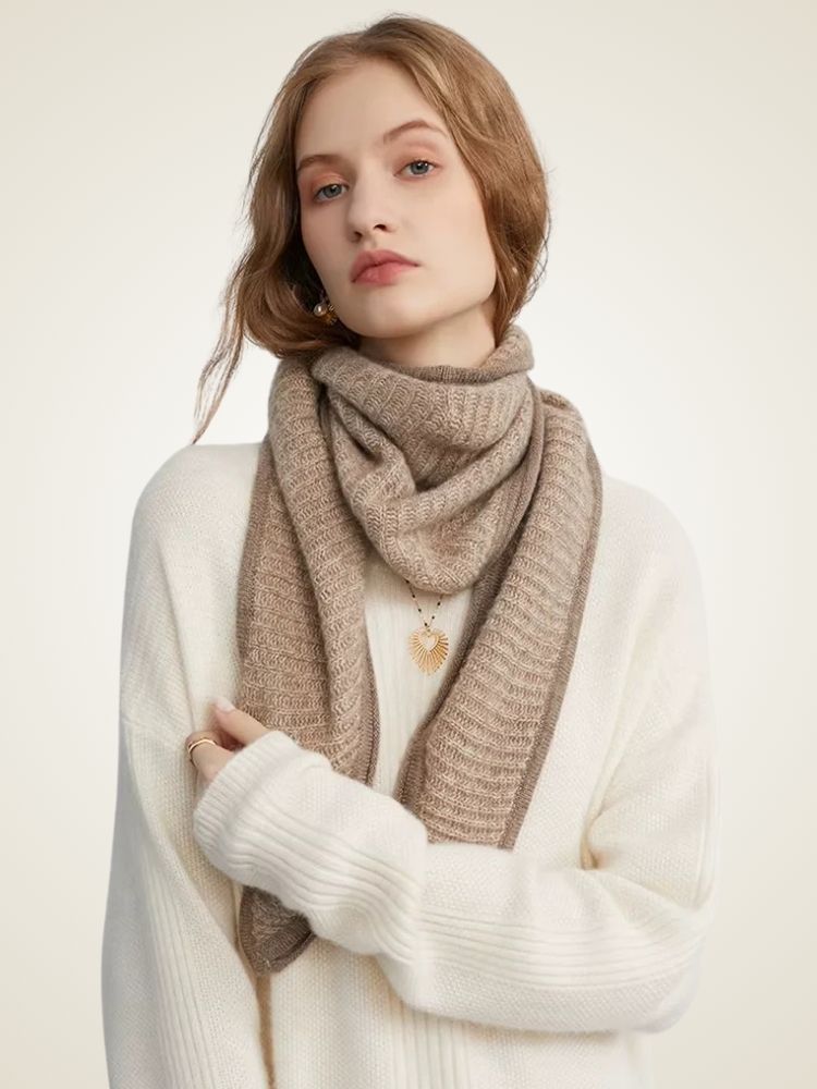 Lanlycashmere Triangle Cashmere Scarf – Reversible Soft Knit Wrap