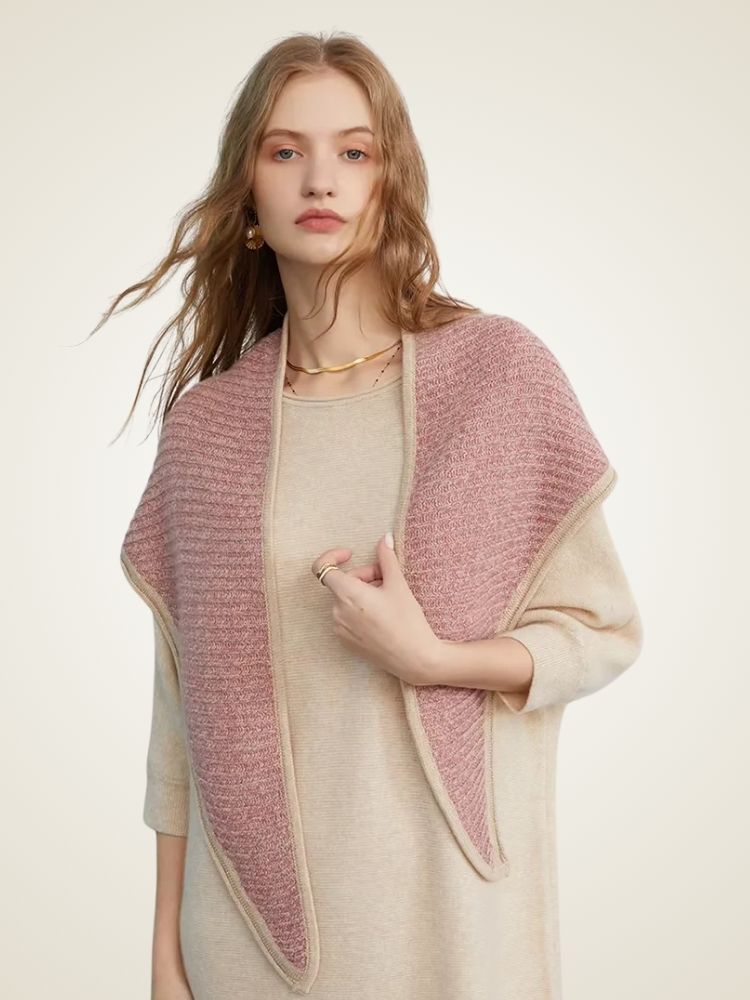 Lanlycashmere Triangle Cashmere Scarf – Reversible Soft Knit Wrap