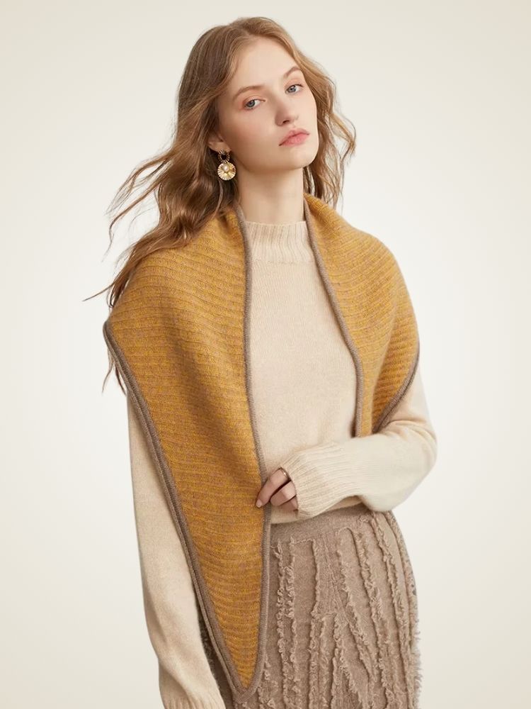 Lanlycashmere Triangle Cashmere Scarf – Reversible Soft Knit Wrap