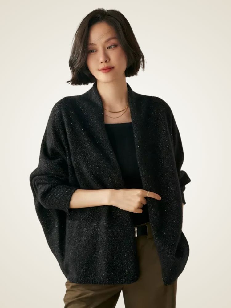 Lanlycashmere Women Cashmere Shawl Cardigan