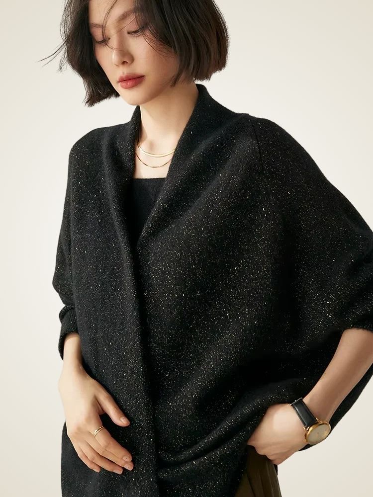 Lanlycashmere Women Cashmere Shawl Cardigan