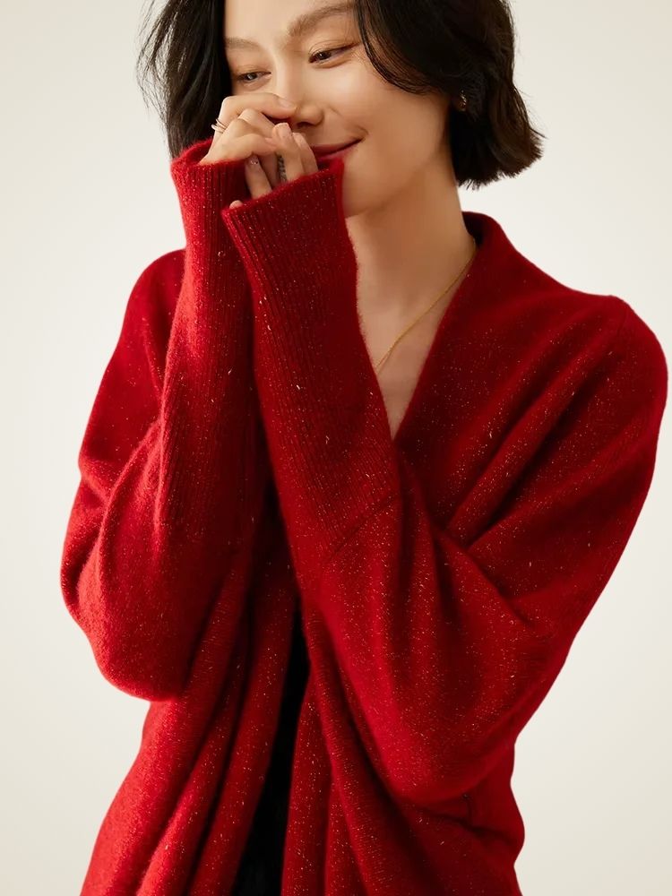 Lanlycashmere Women Cashmere Shawl Cardigan