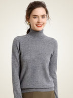 Lanlycashmere Women Cashmere Turtleneck Top – Lightweight Base Layer Sweater