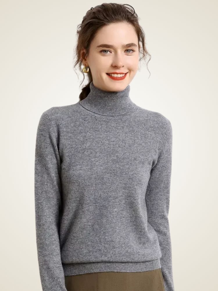 Lanlycashmere Women Cashmere Turtleneck Top – Lightweight Base Layer Sweater