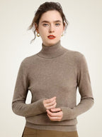 Lanlycashmere Women Cashmere Turtleneck Top – Lightweight Base Layer Sweater
