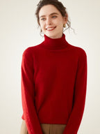 Lanlycashmere Women Cashmere Turtleneck Top – Lightweight Base Layer Sweater