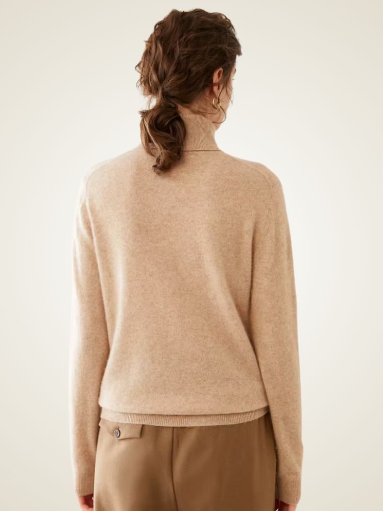 Lanlycashmere Women Cashmere Turtleneck Top – Lightweight Base Layer Sweater
