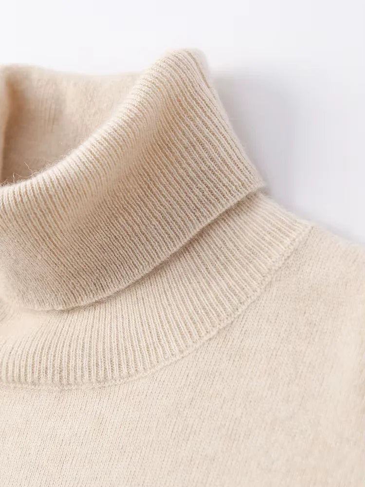 Lanlycashmere Women Cashmere Turtleneck Top – Lightweight Base Layer Sweater