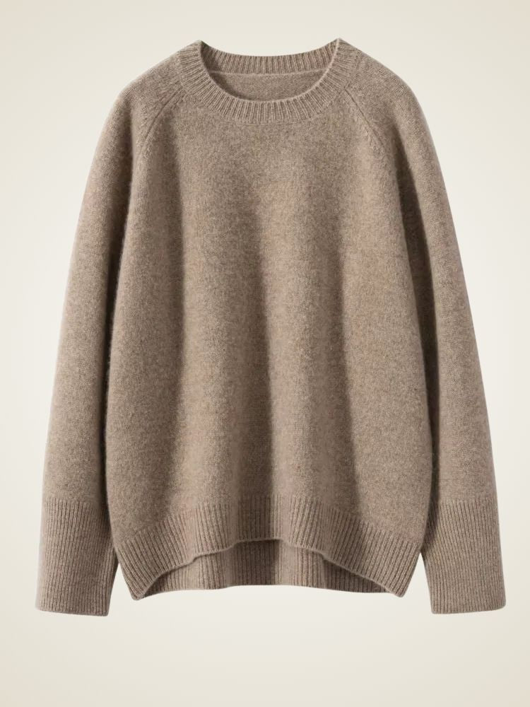 Lanlycashmere Women Crew Neck Cashmere Sweater 