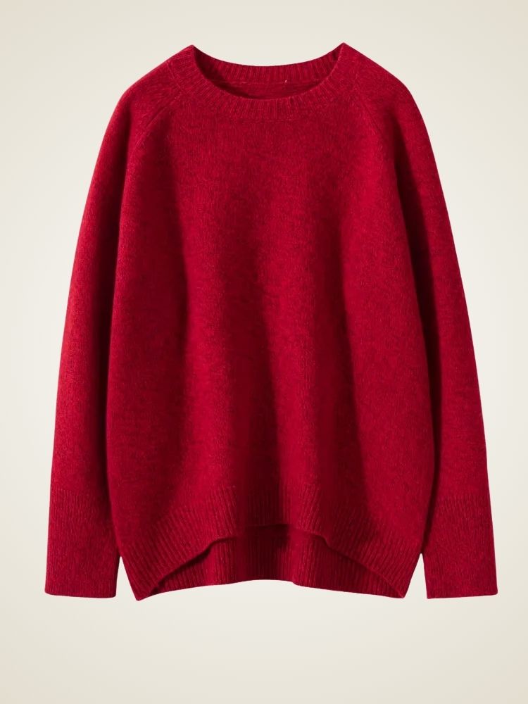 Lanlycashmere Women Crew Neck Cashmere Sweater 