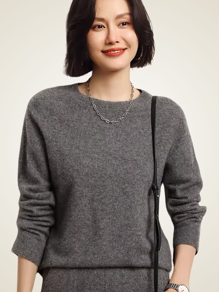 Lanlycashmere Women Crewneck Cashmere Sweater 