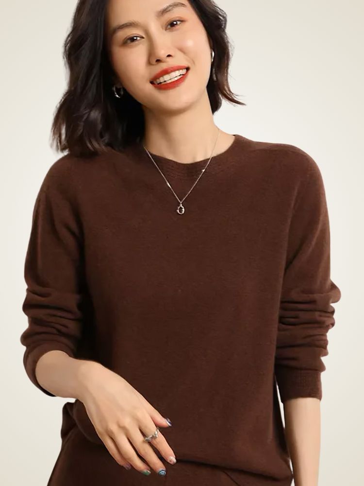 Lanlycashmere Women Crewneck Cashmere Sweater 