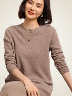 Lanlycashmere Women Crewneck Cashmere Sweater 