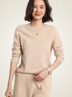 Lanlycashmere Women Crewneck Cashmere Sweater 