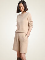 Lanlycashmere Women Crewneck Cashmere Sweater 