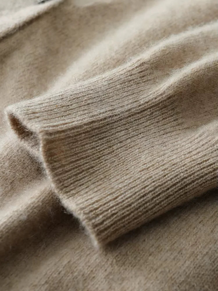 Lanlycashmere Women Faux Layered Cashmere Cardigan 