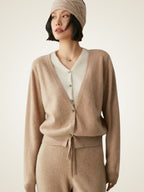 Lanlycashmere Women Faux Layered Cashmere Cardigan 