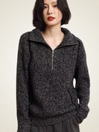 Lanlycashmere Women Half Zip Cashmere Sweater