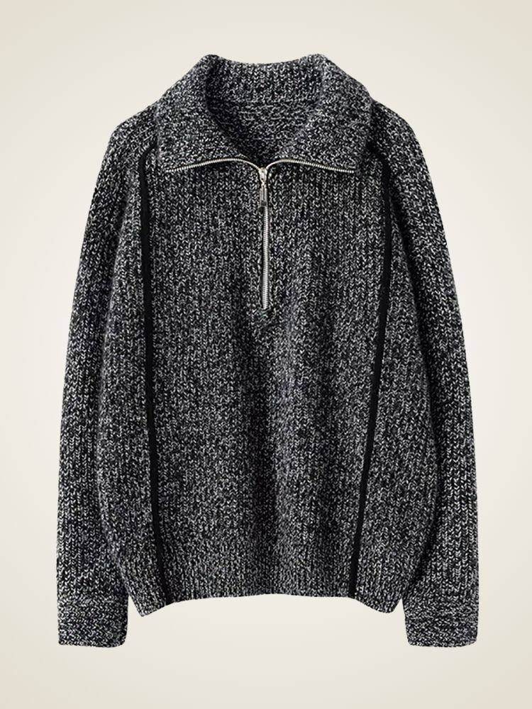 Lanlycashmere Women Half Zip Cashmere Sweater