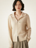 Lanlycashmere Women Zip Cashmere Cardigan