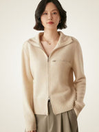 Lanlycashmere Women Zip Cashmere Cardigan
