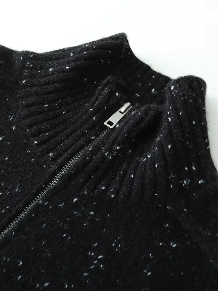 Lanlycashmere Women Zip Cashmere Cardigan