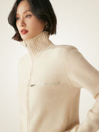 Lanlycashmere Women Zip Cashmere Cardigan