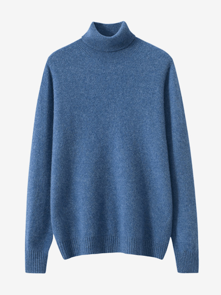 LanlyCashmere Men's Mongolian Cashmere Roll Neck Turtleneck Sweater