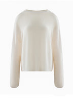 LANLY - Lightweight Knit Cashmere Sweater Silk Mongolian Sheer Boat Neck Drop Shoulder Pullover