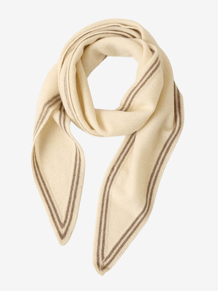 Lanly Cashmere Triangle Scarf - 100% Premium Knit Striped Neckerchief