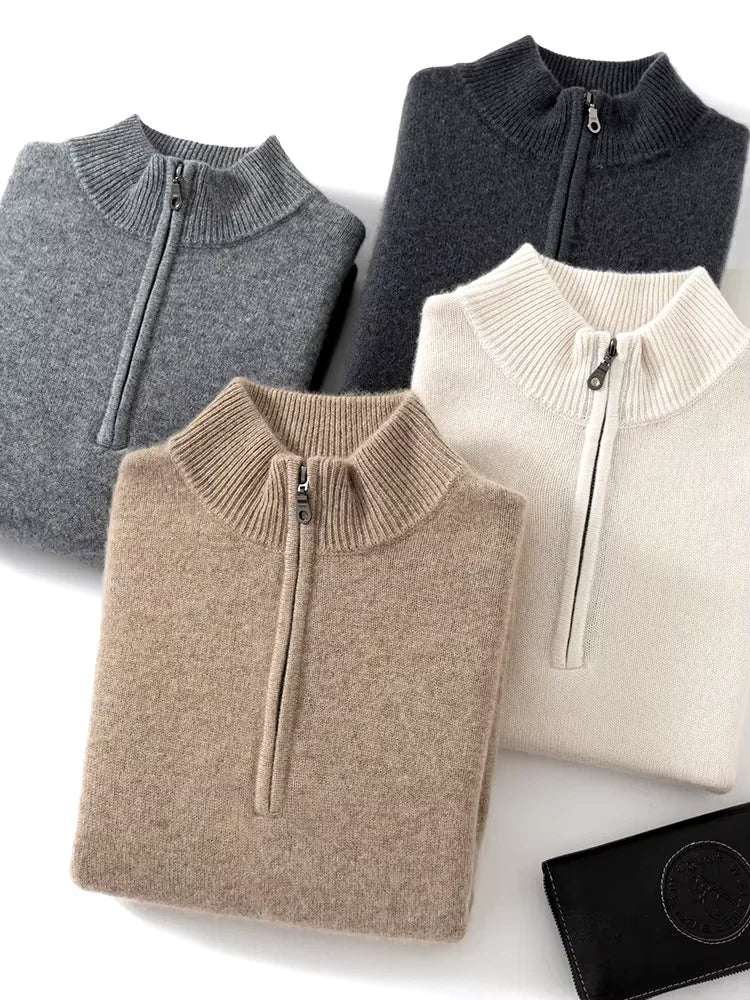 Men’s 100% Cashmere Half-Zip Sweater
