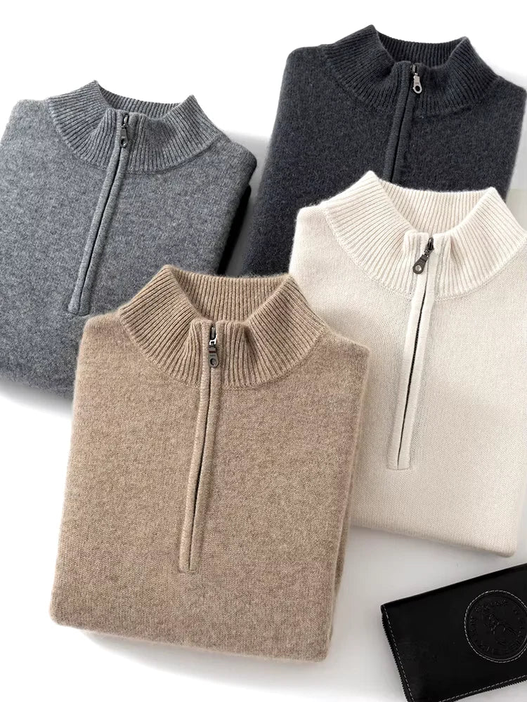 Men’s 100% Cashmere Half-Zip Sweater
