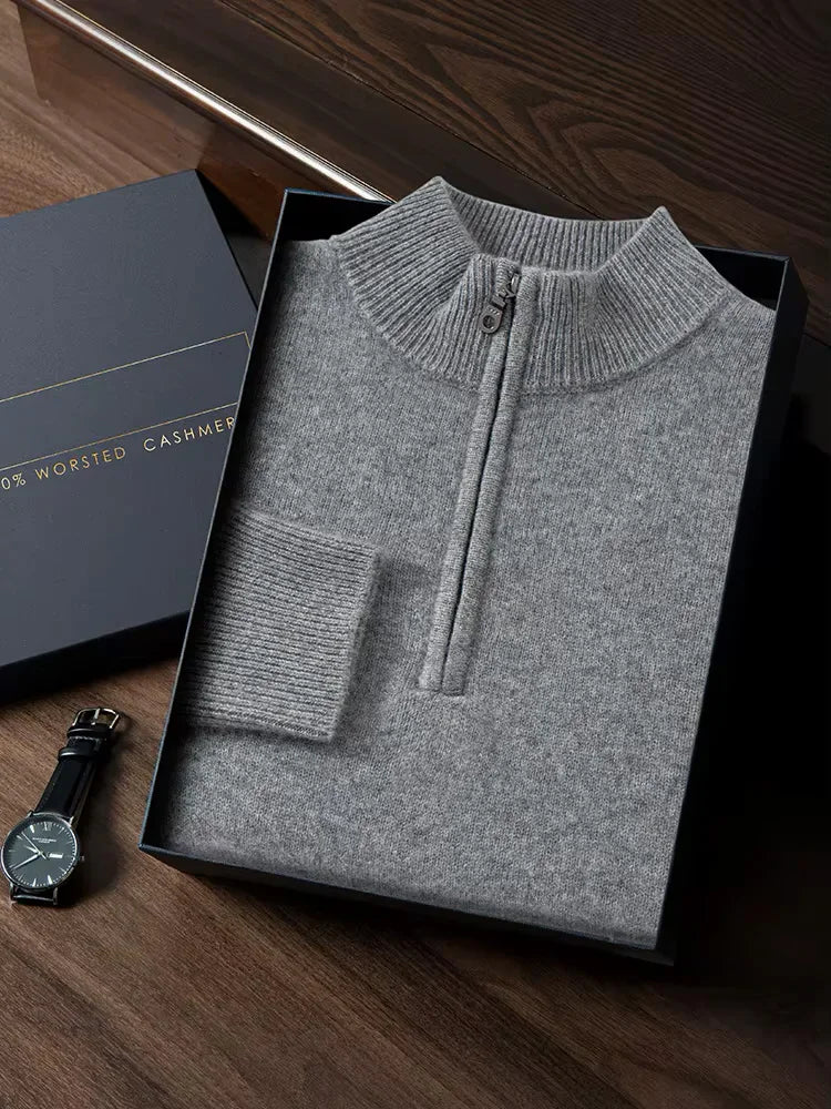 Men’s 100% Cashmere Half-Zip Sweater