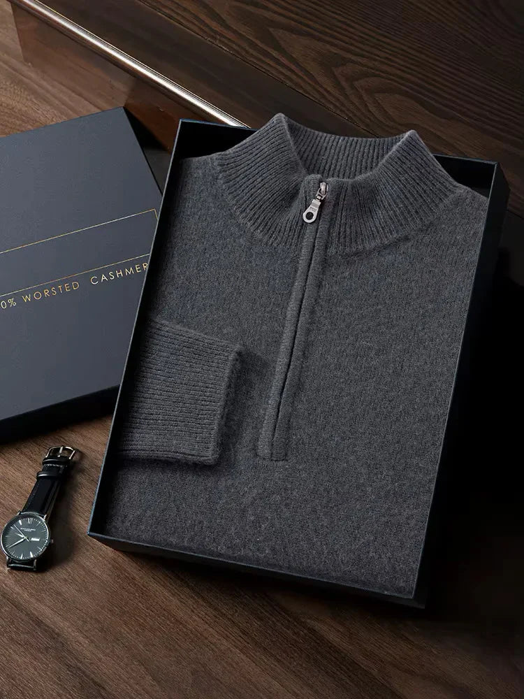 Men’s 100% Cashmere Half-Zip Sweater