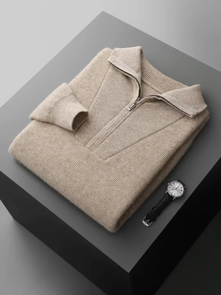 Men’s 100% Cashmere Quarter Zip Sweater