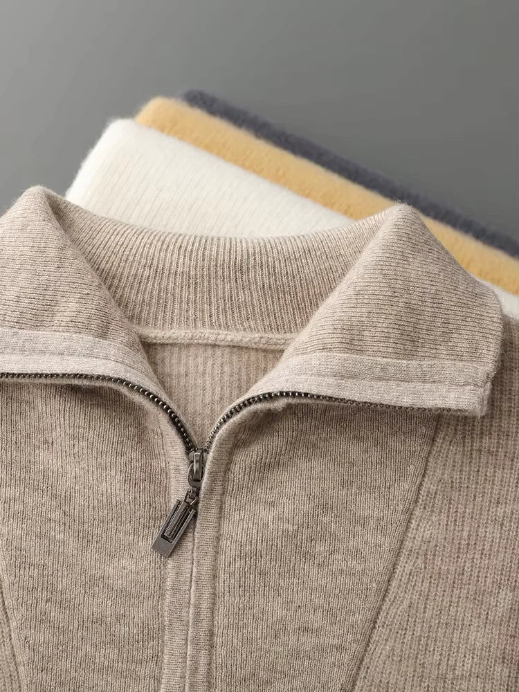 Men’s 100% Cashmere Quarter Zip Sweater