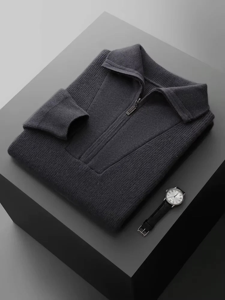 Men’s 100% Cashmere Quarter Zip Sweater