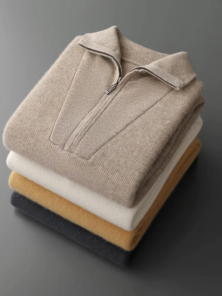Men’s 100% Cashmere Quarter Zip Sweater