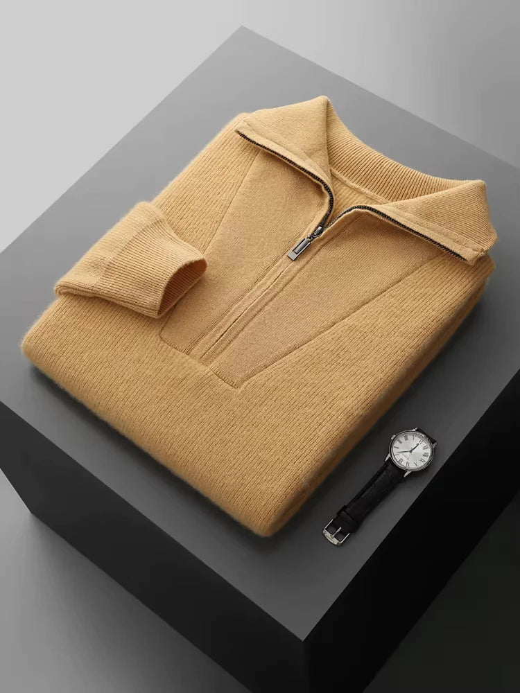 Men’s 100% Cashmere Quarter Zip Sweater