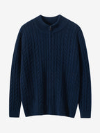 Lanly Cashmere Men's Full-Zip Sweater - Cable Knit Cardigan