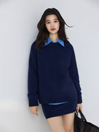 LANLY - Women's Crewneck Cashmere Sweater Heavyweight Mongolian Saddle Shoulder Pullover