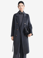 Lanly Double Faced Wool Cashmere Coat - 101801 Inspired Alxa Cashmere & Australian Merino Blend Double Breasted Overcoat