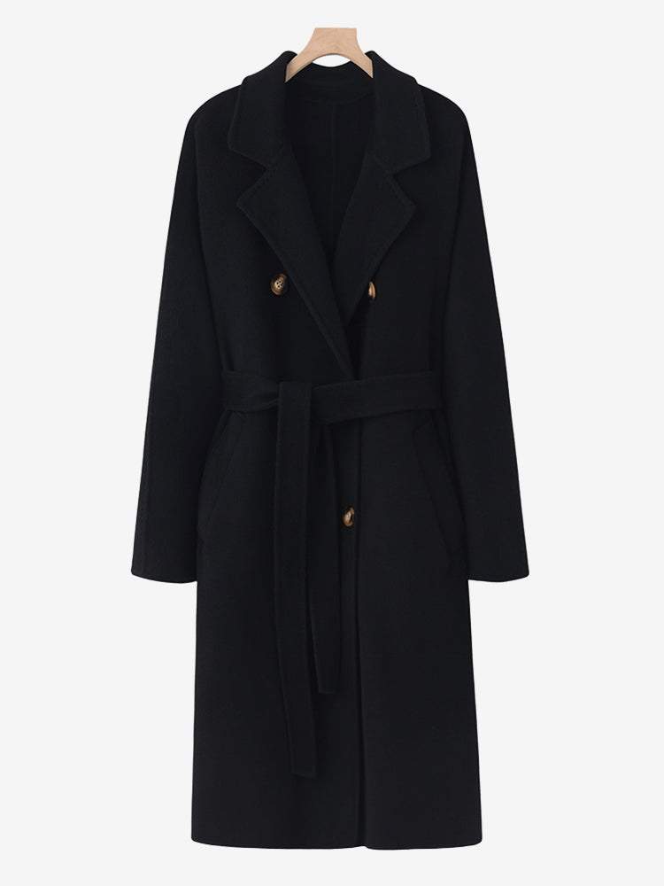 Lanly Double Faced Wool Cashmere Coat - 101801 Inspired Alxa Cashmere & Australian Merino Blend Double Breasted Overcoat