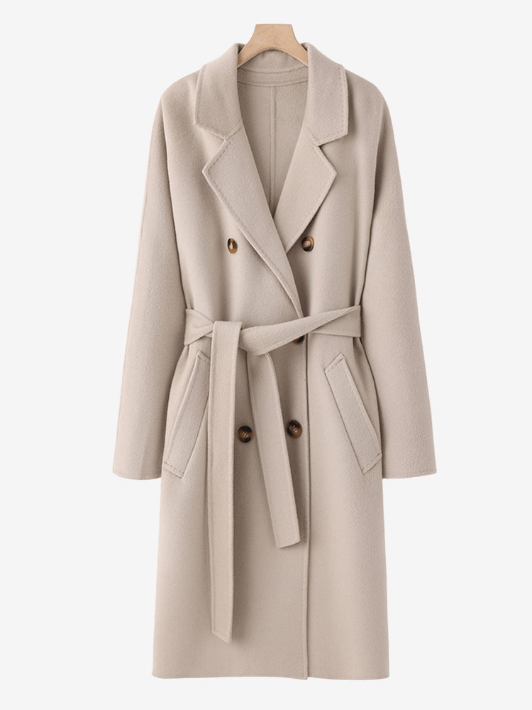 Lanly Double Faced Wool Cashmere Coat - 101801 Inspired Alxa Cashmere & Australian Merino Blend Double Breasted Overcoat