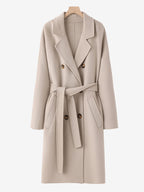 Lanly Double Faced Wool Cashmere Coat - 101801 Inspired Alxa Cashmere & Australian Merino Blend Double Breasted Overcoat