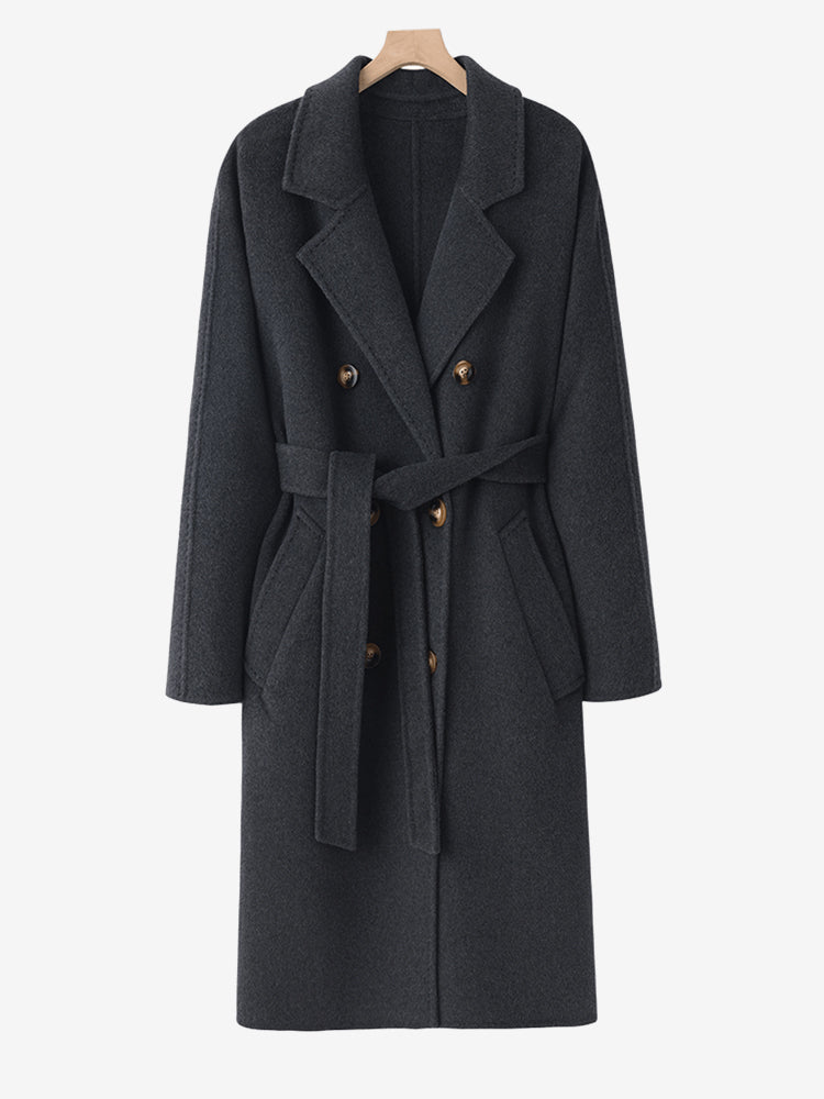 Lanly Double Faced Wool Cashmere Coat - 101801 Inspired Alxa Cashmere & Australian Merino Blend Double Breasted Overcoat