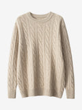 LanlyCashmere Cable Knit Cashmere Sweater – Classic Soft Crewneck Pullover